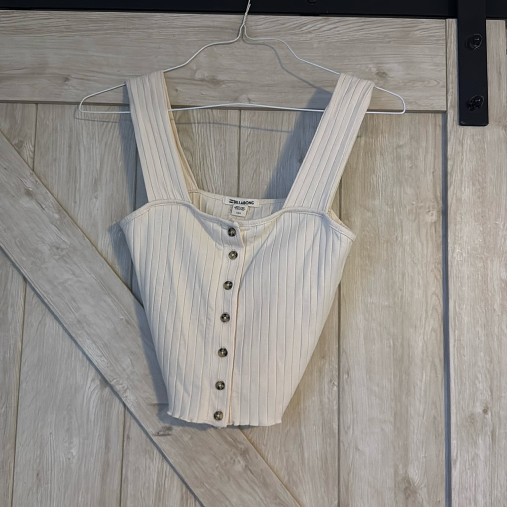 Billabong cream white crop tank size large